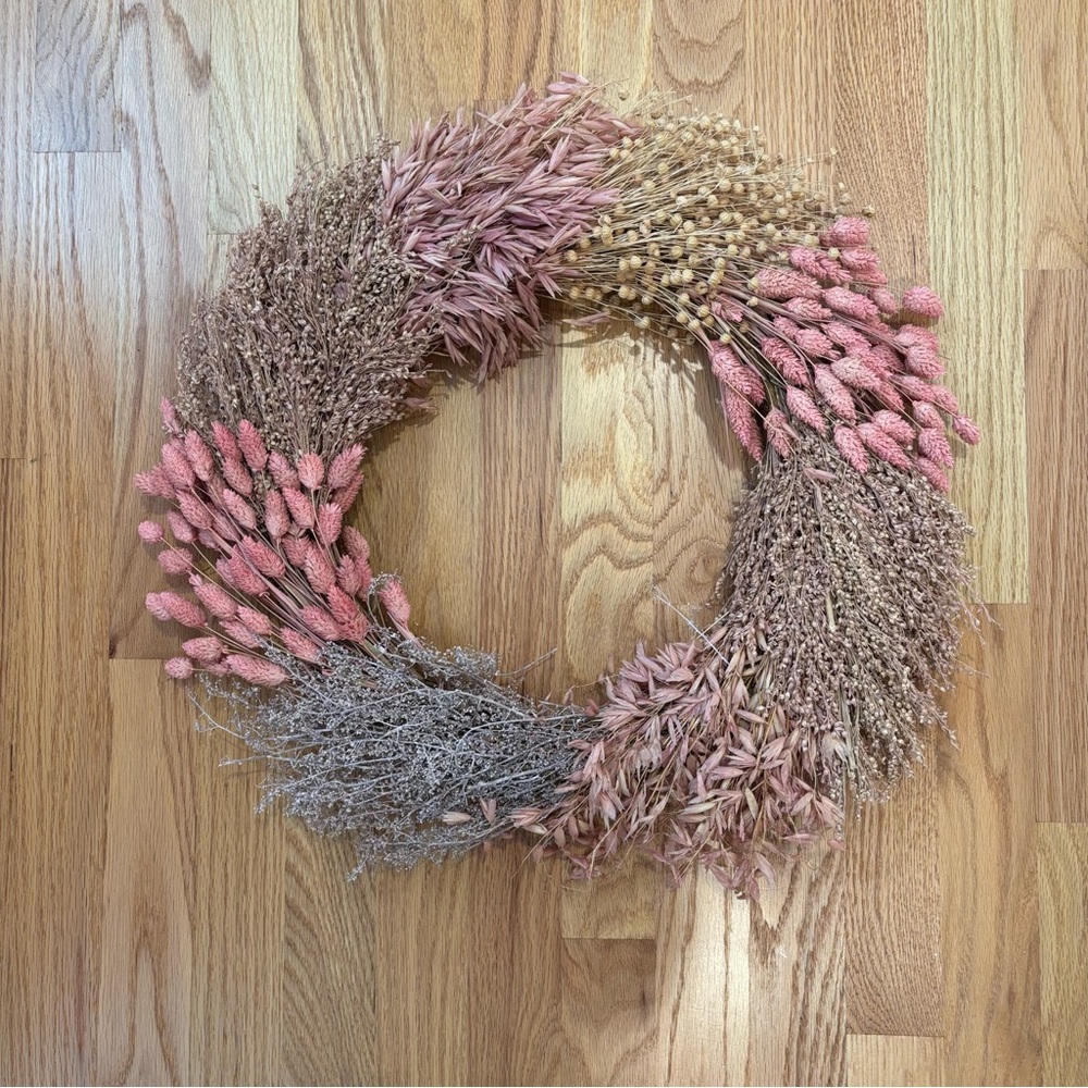 Anthropologie Pink and Natural Dried Floral Wreath